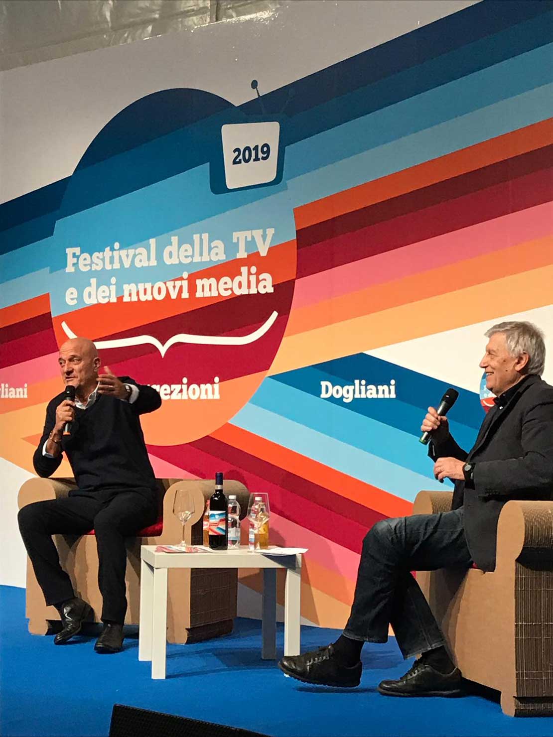 Claudio Bisio e Aldo Grasso al Festival della Tv a Dogliani